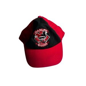 Six Flags Harley Quinn DC Comics Baseball Hat Red Black Embroidered Adjustable